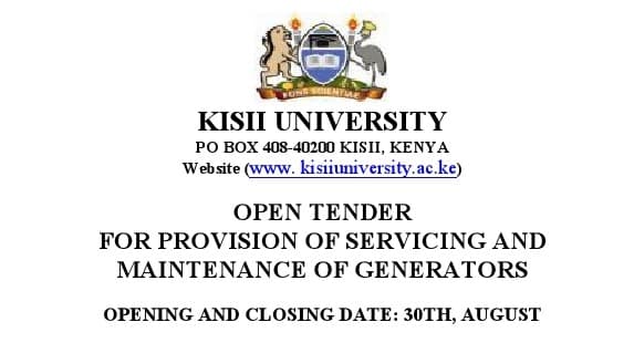 Open Tender For Provision Of Servicing And Maintenance Of Generators