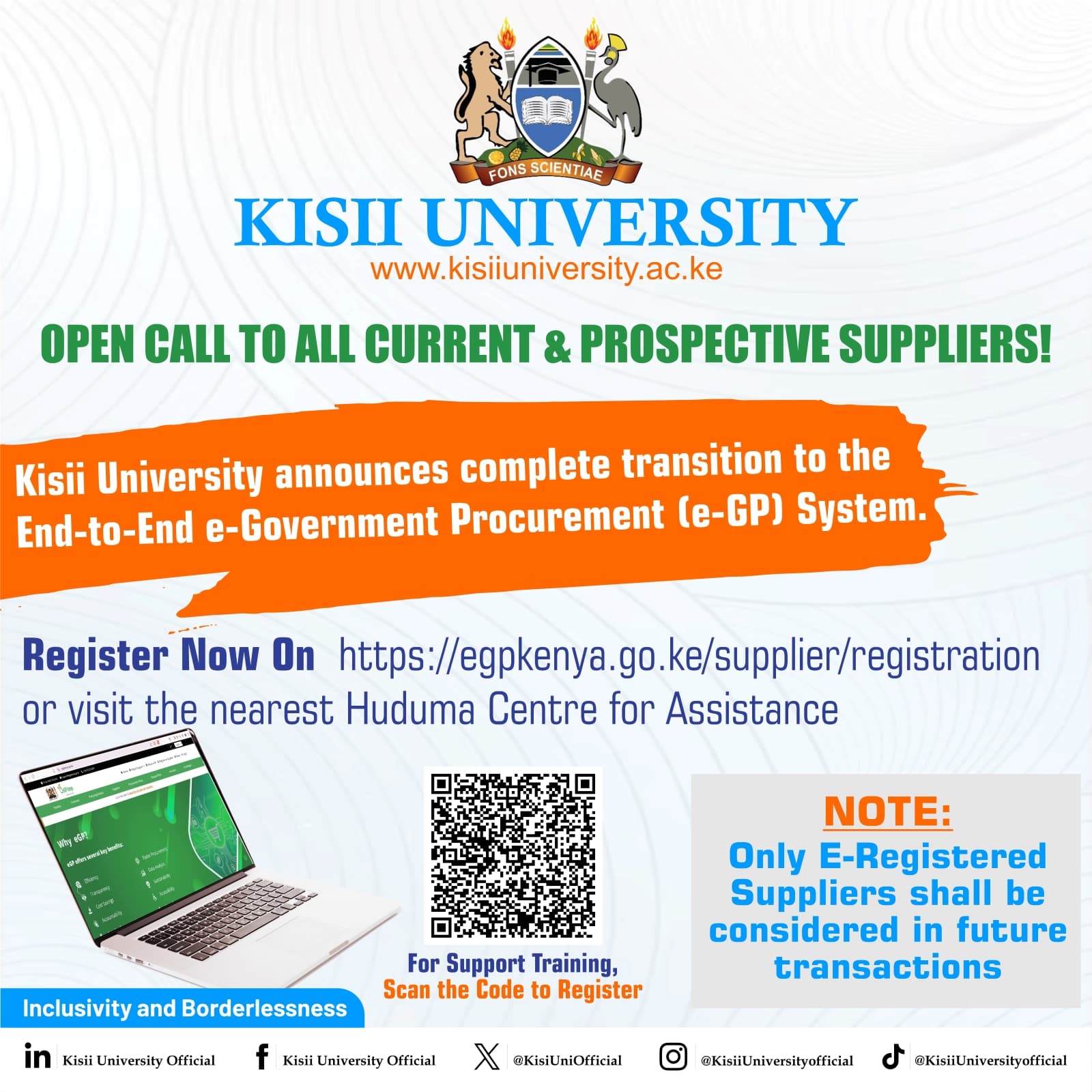 Open Call To All Current and Prospective Suppliers