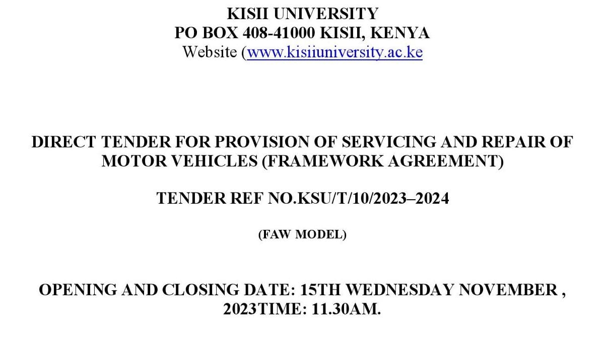 TENDER FOR SERVICING VEHICLES FAW MODELS 2023