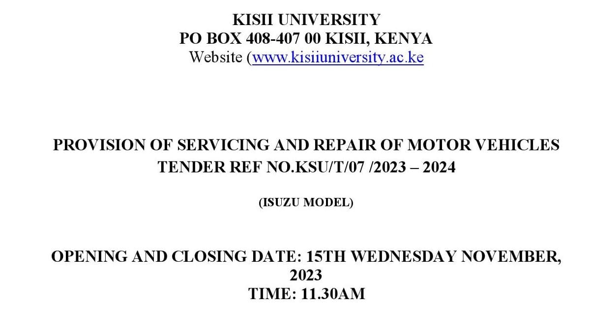ISUZU TENDER FOR SERVICING 2023