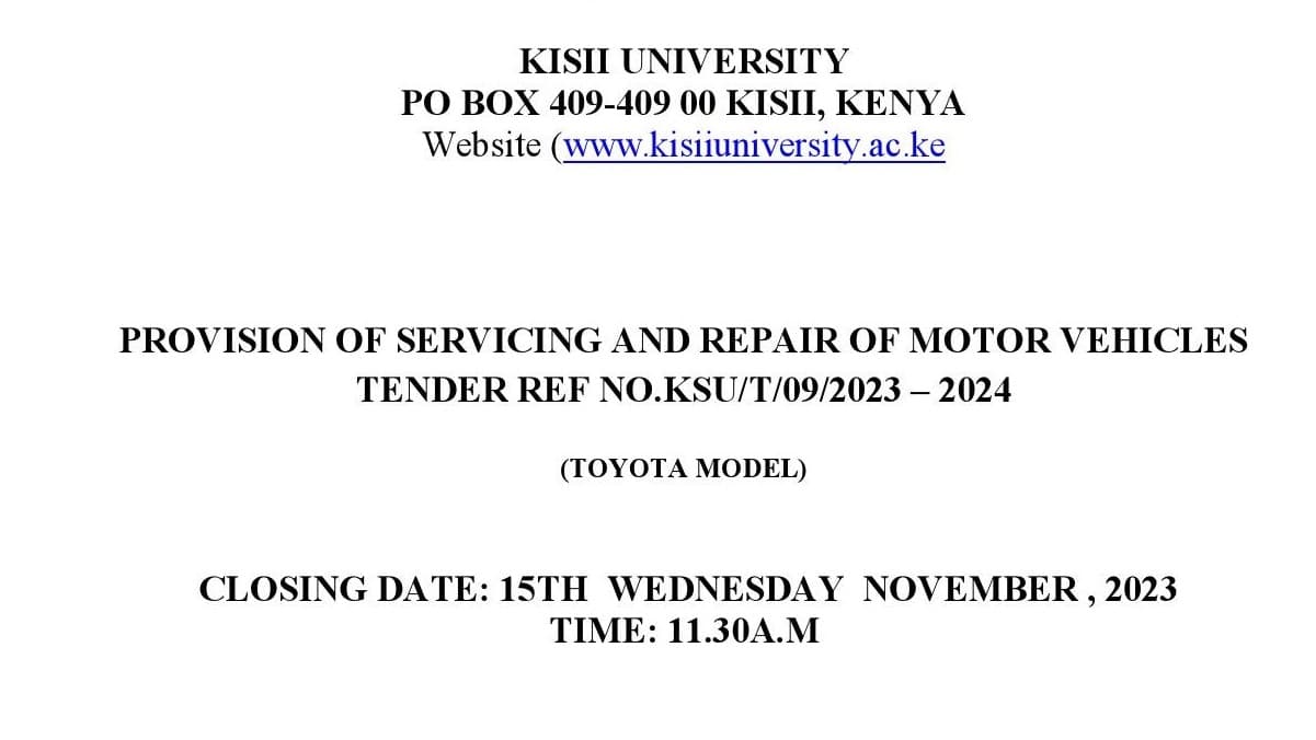 TENDER FOR SERVICING TOYOTA MOTOR VEHICLES 2023