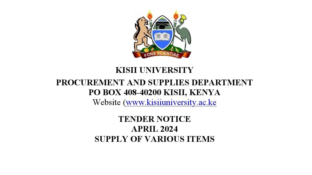 TENDER NOTICE APRIL 2024 SUPPLY OF VARIOUS ITEMS