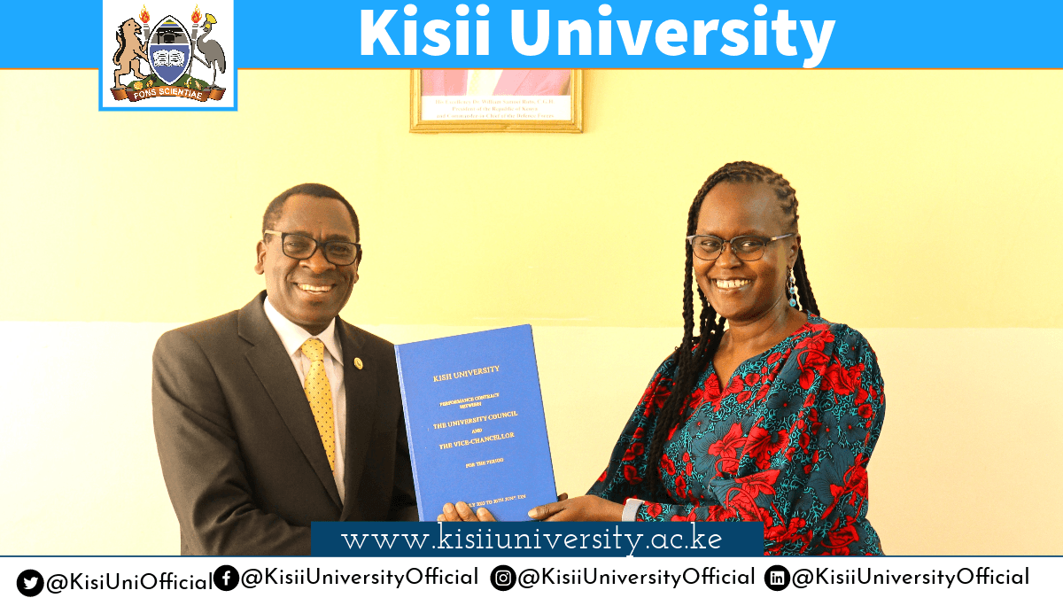 Its Business all the way as the Vice Chancellor signs Kisii University’s Performance Contract with the University Council