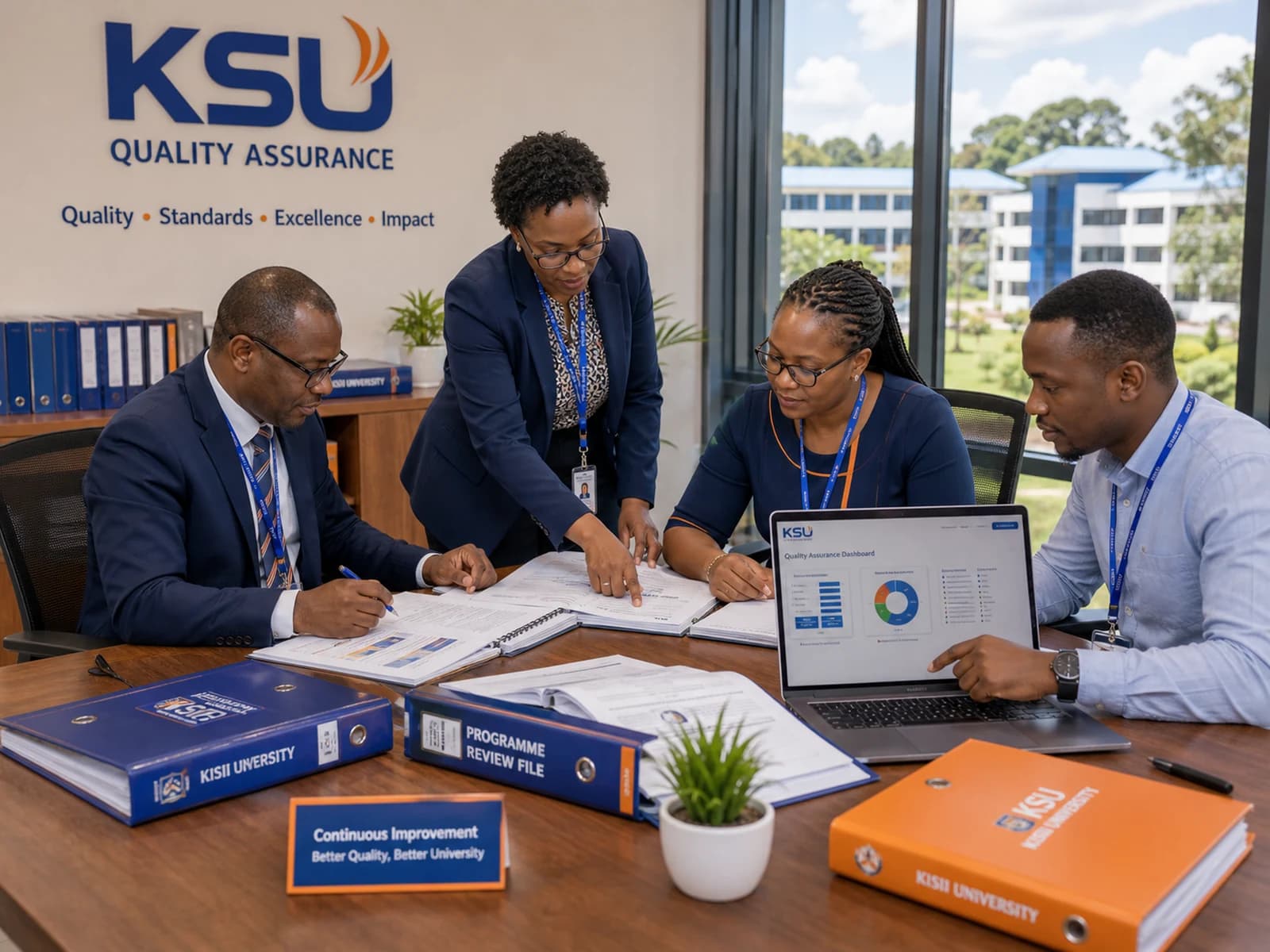 Academic quality review workshop with standards and planning materials